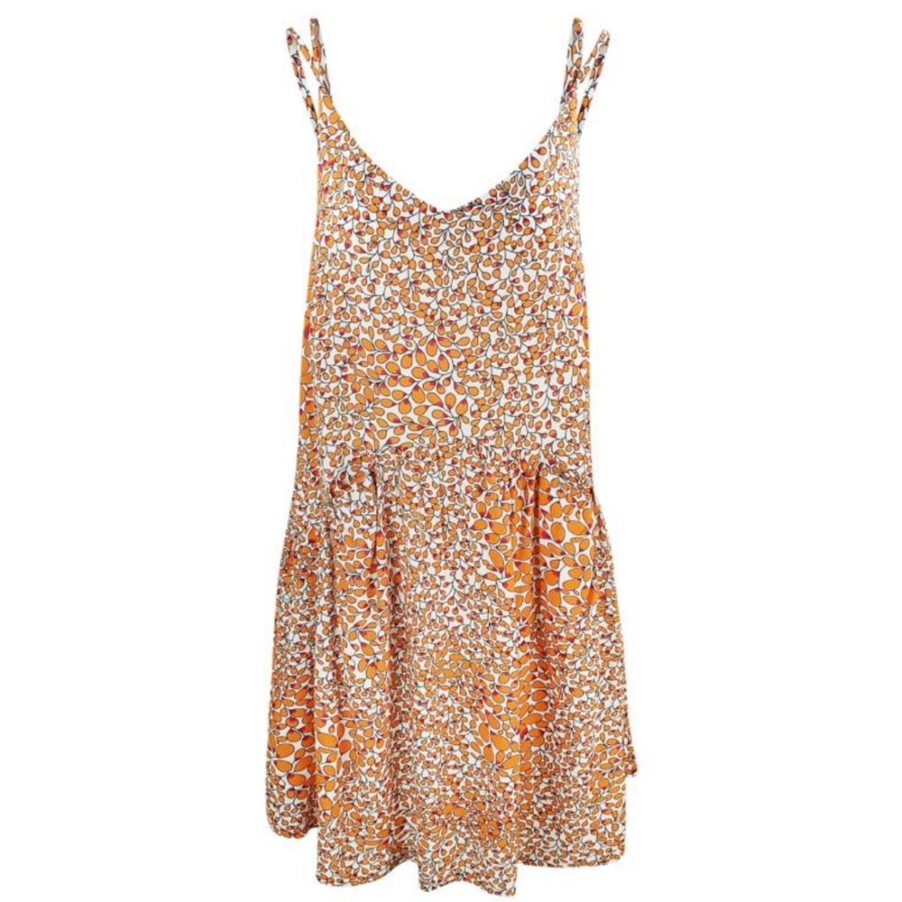Printed Viscose Strap Dress With Ruffles – Ochre By Haris Cotton